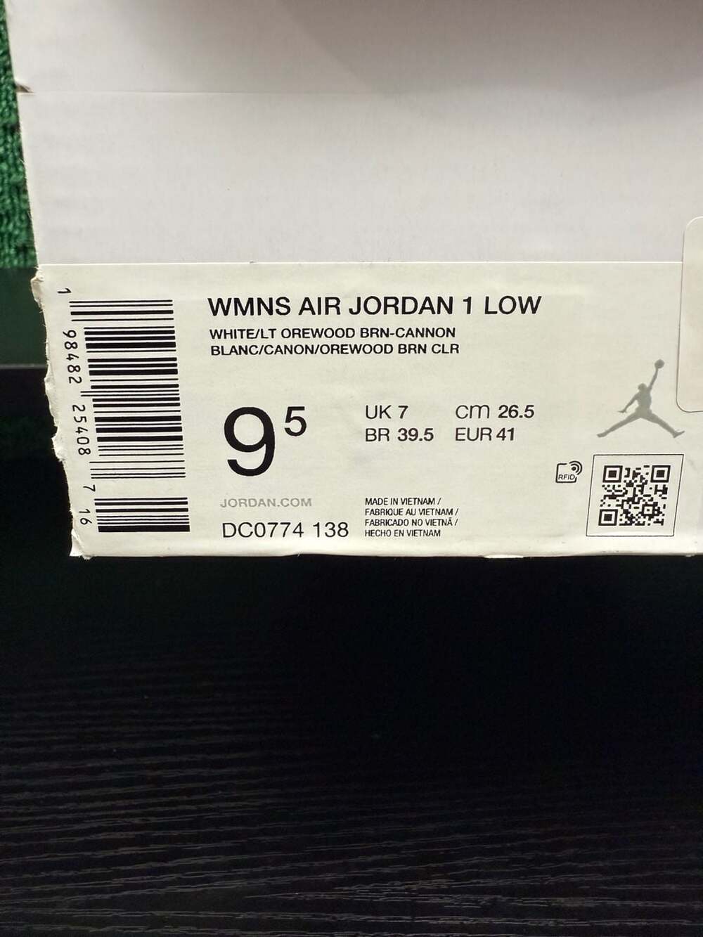Air Jordan 1 Low White/Light Orewood Brown/Cannon Women’s Size 9.5 - Picture 6 of 7